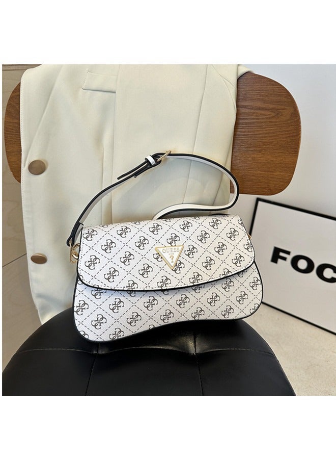 New Fashionable Printed Trendy Bag with Summer Style and Personalized Women's Underarm Bag white