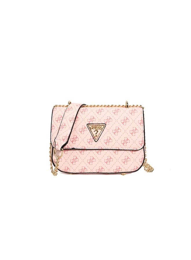 shoulder bag, fashionable and versatile, printed retro small square bag, simple chain crossbody bag Pink