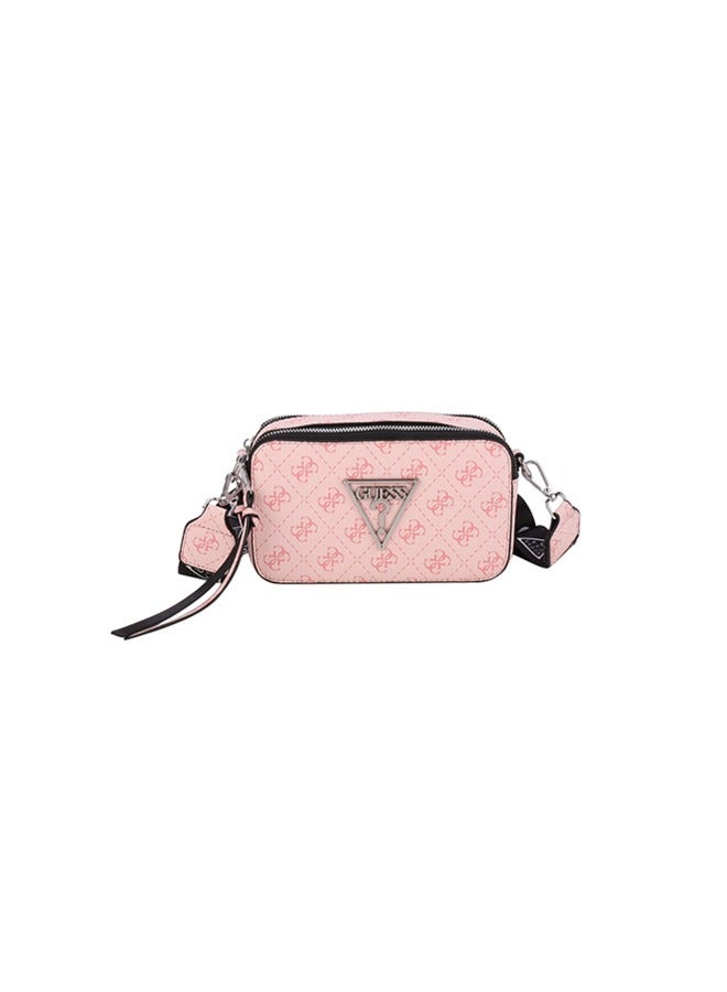 Fashionable small square bag, versatile wide shoulder strap, letter crossbody bag, personalized cartoon camera bag, women's small bag Pink