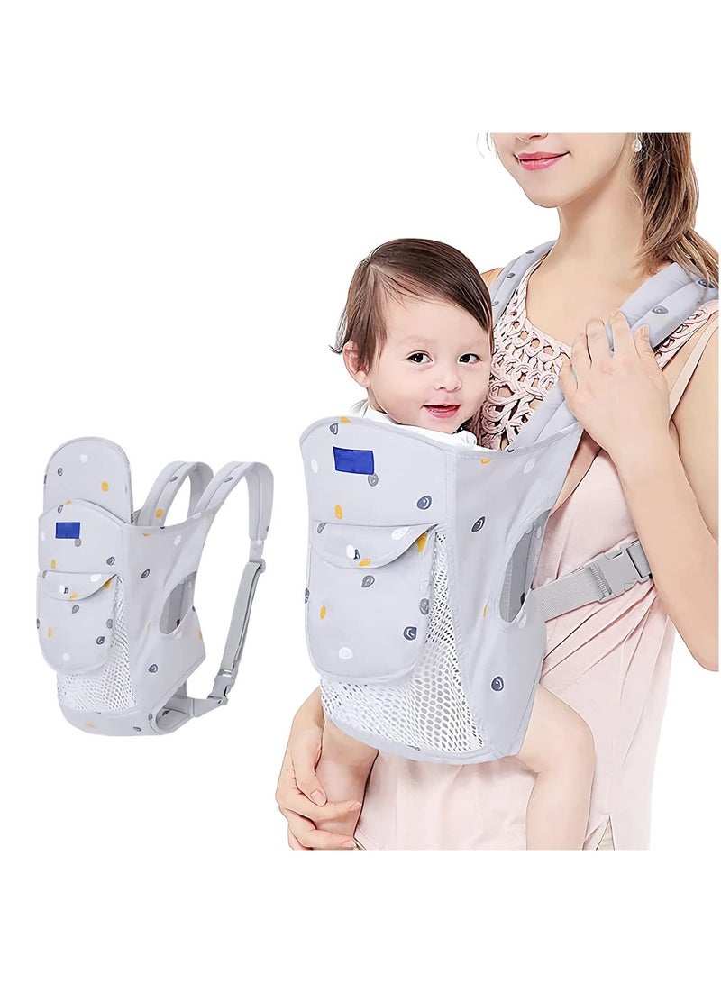 Ergonomic Baby Carrier for Infants and Toddlers, Adjustable Front and Back Holder, Comfortable and Simple Design for Boys and Girls (Grey) - A Perfect Helper for Moms.