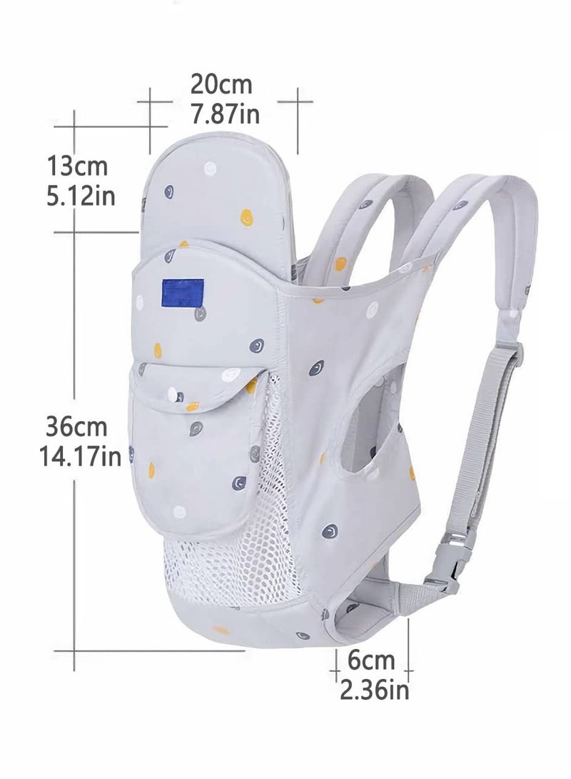 Ergonomic Baby Carrier for Infants and Toddlers, Adjustable Front and Back Holder, Comfortable and Simple Design for Boys and Girls (Grey) - A Perfect Helper for Moms.