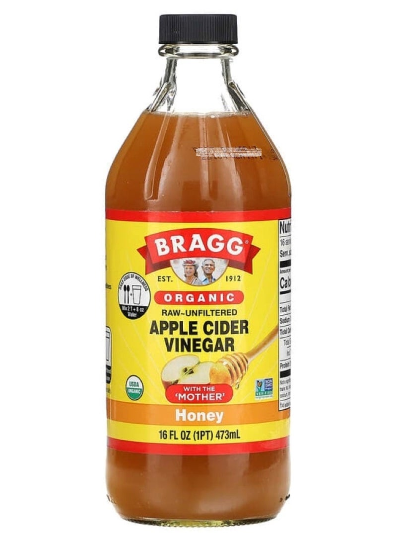 Bragg, Organic Apple Cider Vinegar With The 'Mother', Honey, 16 fl oz (473 ml)