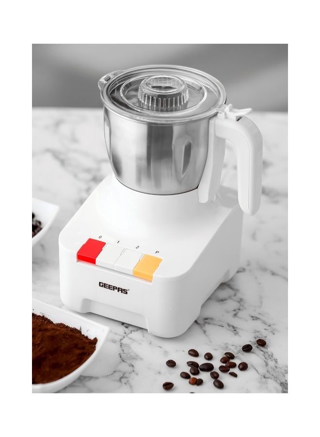 Coffee Grinder With Grinder Cup And Lid/Stainless Steel Blades 600 W GCG286NV White/Silver