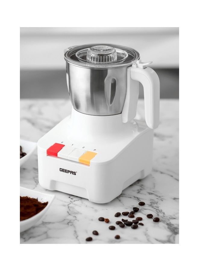 Coffee Grinder With Grinder Cup And Lid/Stainless Steel Blades 600 W GCG286NV White/Silver