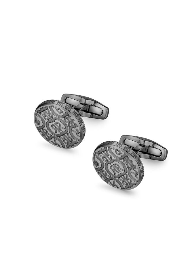 Cerruti 1881 Plaque Logo.2 Grey Men's Cufflink – Sleek and Modern Design