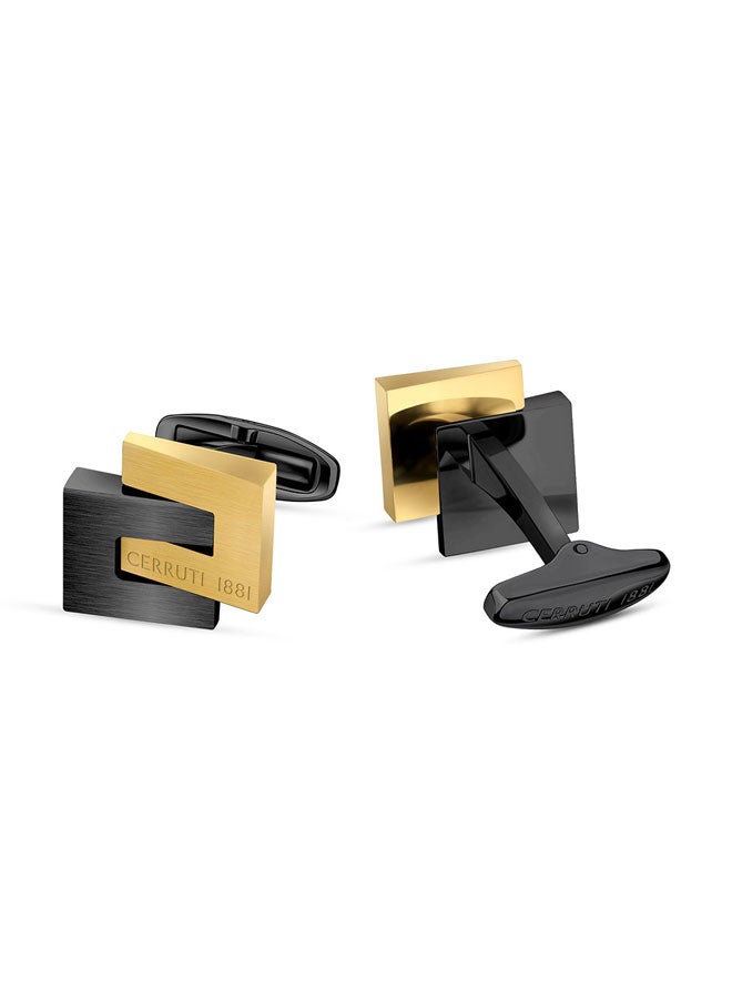 Cerruti 1881 Interlock Black Men's Cufflink – Elegant and Durable Design