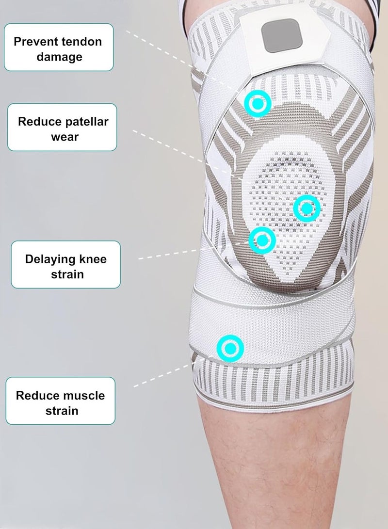 Knee Brace, Soft Breathable Knee Sleeve, Knee Braces for Knee Pain Knitted, Knee Compression Sleeve Support for Men and Women, Running, Fitness, Weightlifting, Arthritis, ACL Torn Meniscus, White 1Pcs