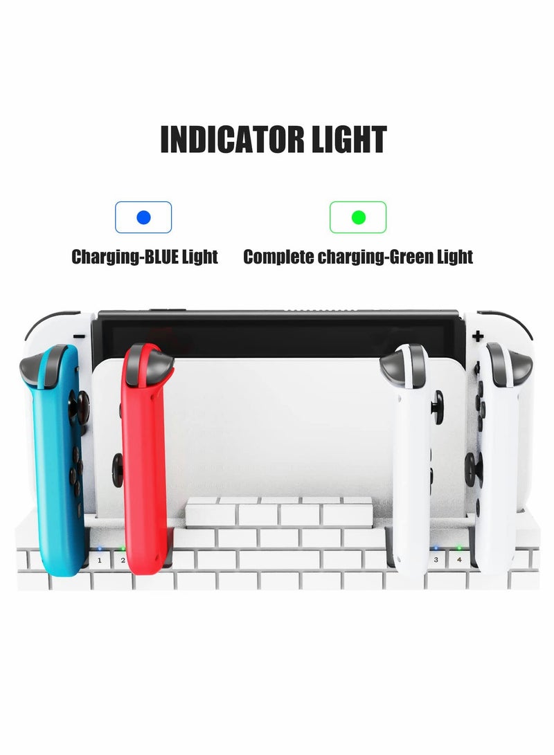 Joy-Con Charging Dock for Switch/Switch OLED - Charge 1-6 Joy-Cons & Store 8 Game Cards - Efficient Joy-Con Controller Charger and Holder.