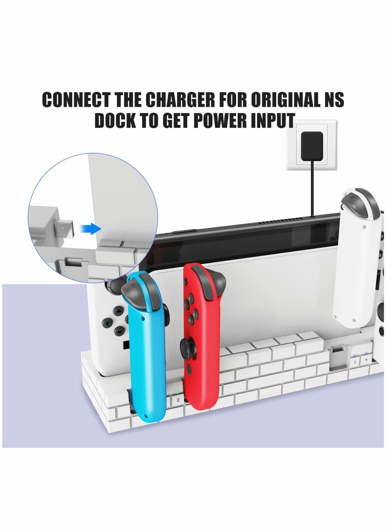 Joy-Con Charging Dock for Switch/Switch OLED - Charge 1-6 Joy-Cons & Store 8 Game Cards - Efficient Joy-Con Controller Charger and Holder.