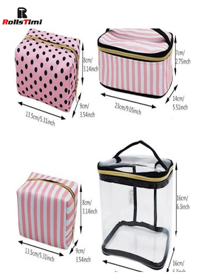 4-Piece PVC Cosmetic Storage Bags Portable Makeup Organizer Waterproof Watch Case Travel