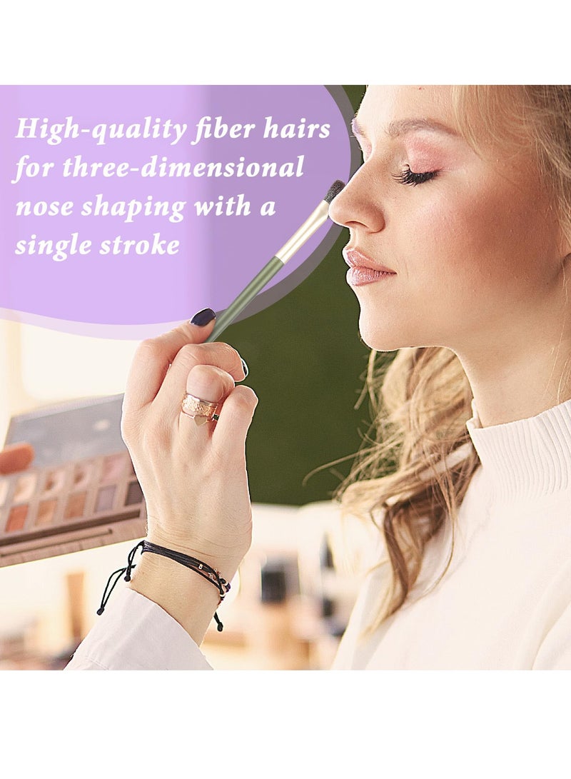 2Pcs Nose Contour Angled Contour Brush, Half Fan-Shape Nose Shadow Brush, Soft Facial Fan Brush, Concealer Brush, Under Eye Blush Brush, Highlighter Brush for Blending Liquid Cream Powder Cosmetics