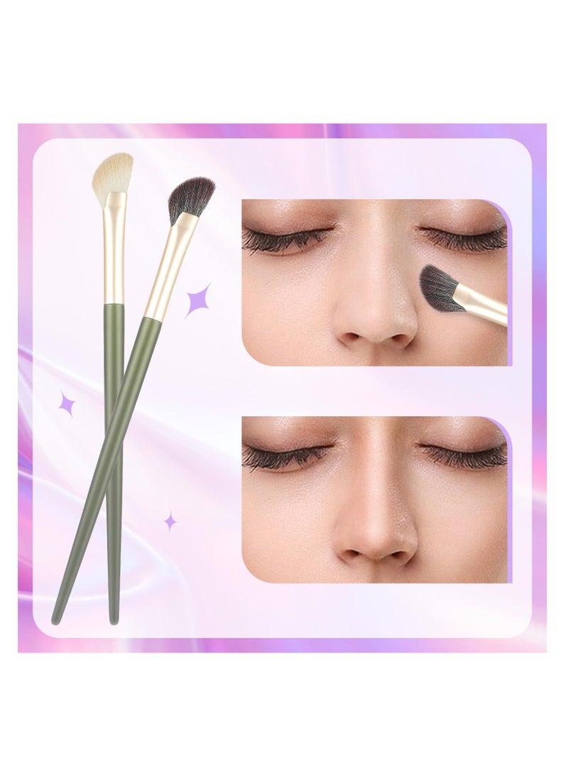 2Pcs Nose Contour Angled Contour Brush, Half Fan-Shape Nose Shadow Brush, Soft Facial Fan Brush, Concealer Brush, Under Eye Blush Brush, Highlighter Brush for Blending Liquid Cream Powder Cosmetics