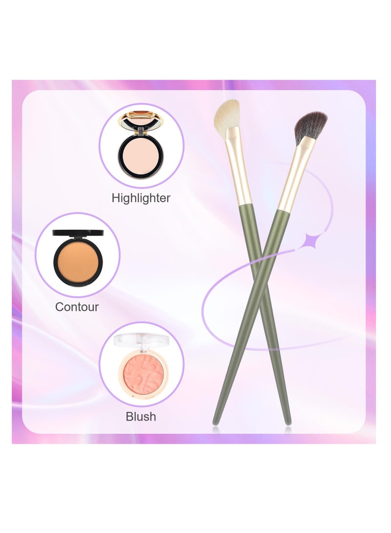 2Pcs Nose Contour Angled Contour Brush, Half Fan-Shape Nose Shadow Brush, Soft Facial Fan Brush, Concealer Brush, Under Eye Blush Brush, Highlighter Brush for Blending Liquid Cream Powder Cosmetics