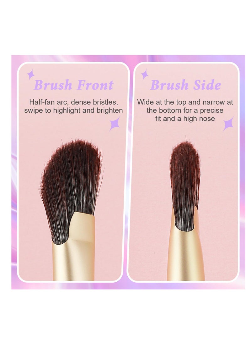 2Pcs Nose Contour Angled Contour Brush, Half Fan-Shape Nose Shadow Brush, Soft Facial Fan Brush, Concealer Brush, Under Eye Blush Brush, Highlighter Brush for Blending Liquid Cream Powder Cosmetics