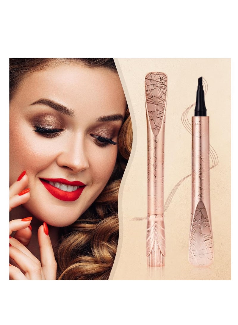 3Pcs New Magic Eyebrow Pencil, Waterproof Brow Pencil, 3D Microblading Eyebrow Pencil Contouring Pen, 4 Tipped Precise Brow Pen, Create Natural Hair-Like Brows, Brown