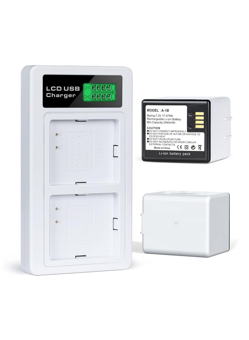 2Pcs Batteries with LCD Dual Charger, Replacement Battery, for Use with Arlo Pro, Arlo Pro 2 Cameras, Includes USB-C Cable, Overheat Protection, Rechargeable Camera Battery with Charger Station