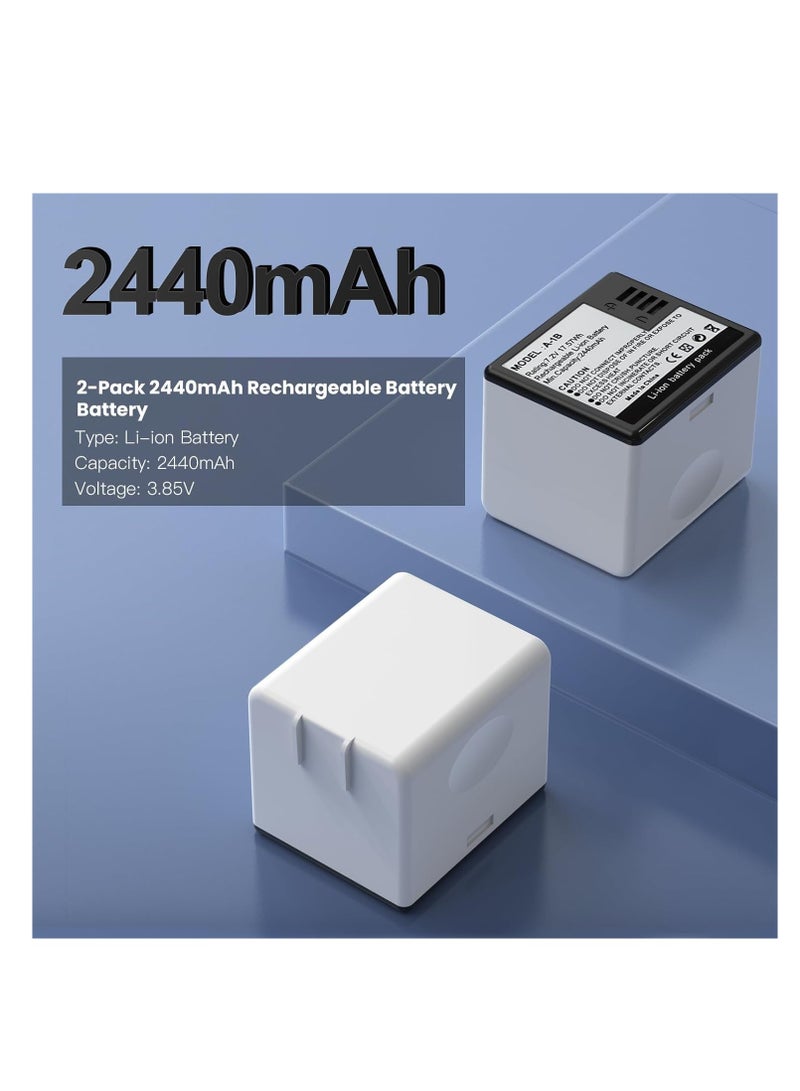 2Pcs Batteries with LCD Dual Charger, Replacement Battery, for Use with Arlo Pro, Arlo Pro 2 Cameras, Includes USB-C Cable, Overheat Protection, Rechargeable Camera Battery with Charger Station