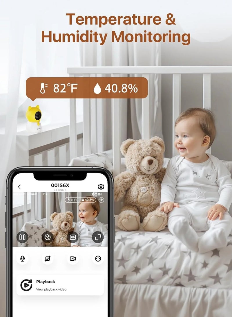 C516 4MP 2.4GHz/5GHz Mounted Baby Camera + Face/Sound Detect + Support 256GB Storage