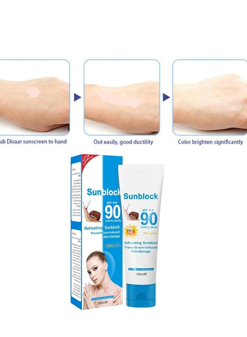 Sunscreen Cream SPF90PA++ Protection Face Disaar Sunblock 90++ Protective Pigmentation, Undamage Ultra Daily Use, Travel for All Skin Type 100g