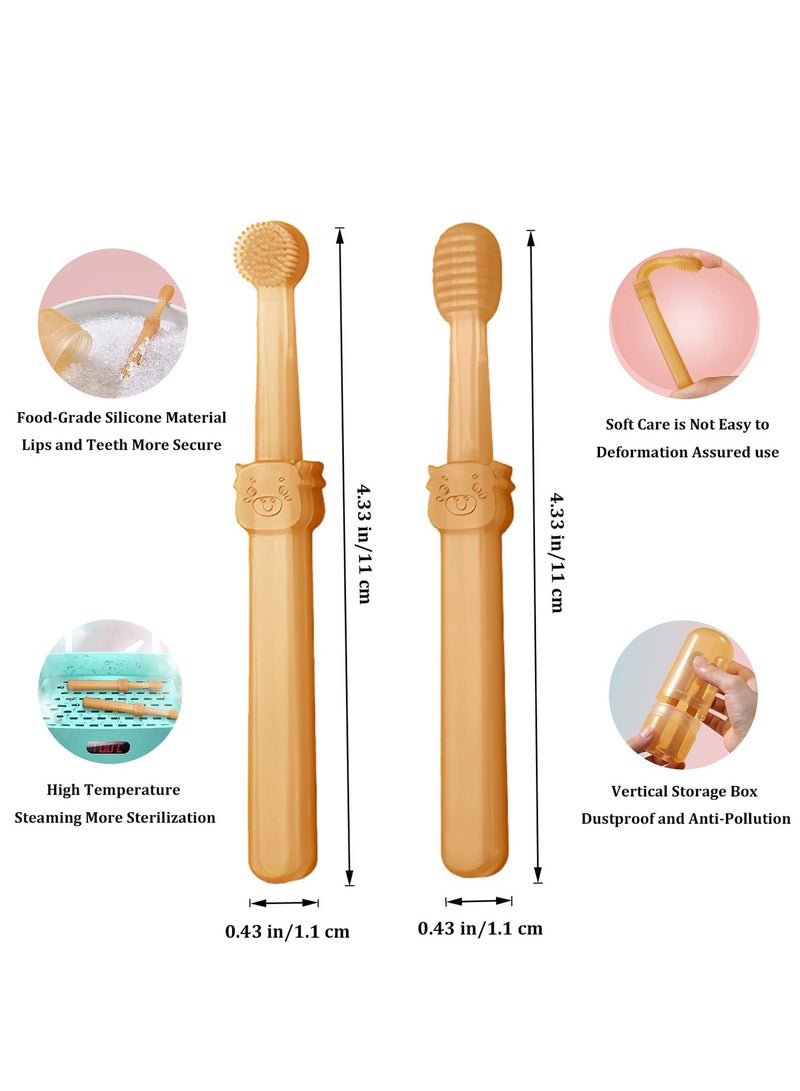 SYOSI Dog Cat Toothbrush Kit 2 Pack Soft Silicone Tongue Brush with Storage Box 360 Degree Deep Clean Tooth Brushing Oral Hygiene Care for Dogs Pet