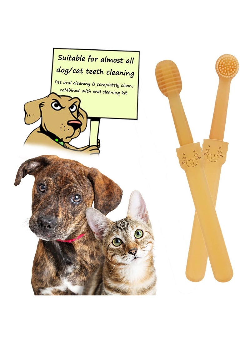 SYOSI Dog Cat Toothbrush Kit 2 Pack Soft Silicone Tongue Brush with Storage Box 360 Degree Deep Clean Tooth Brushing Oral Hygiene Care for Dogs Pet