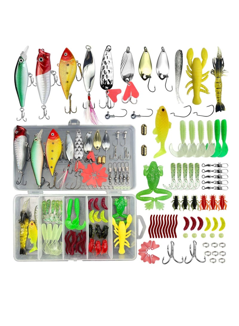 78 Pcs Fishing Lures Kit Soft Plastic Topwater Swimbaits for Freshwater Tackle Boxes