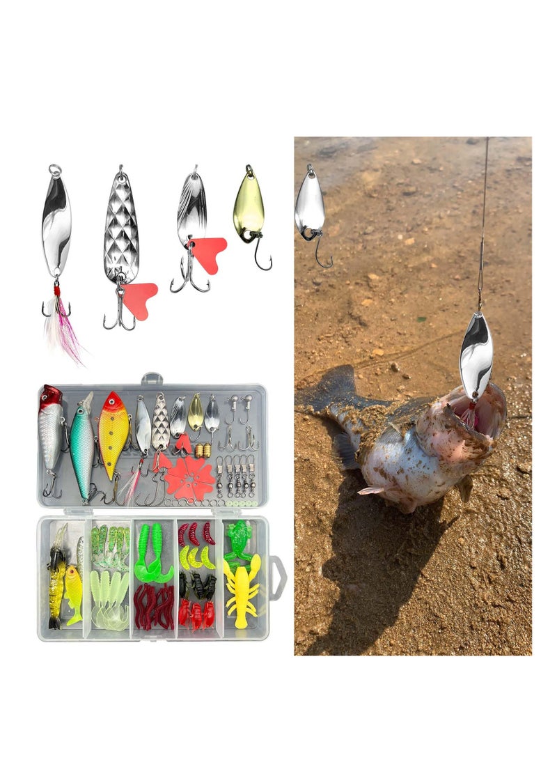 78 Piece Freshwater Fishing Lures Kit Includes Soft Plastics Tackle Boxes and Swimbaits Suitable for Enthusiasts