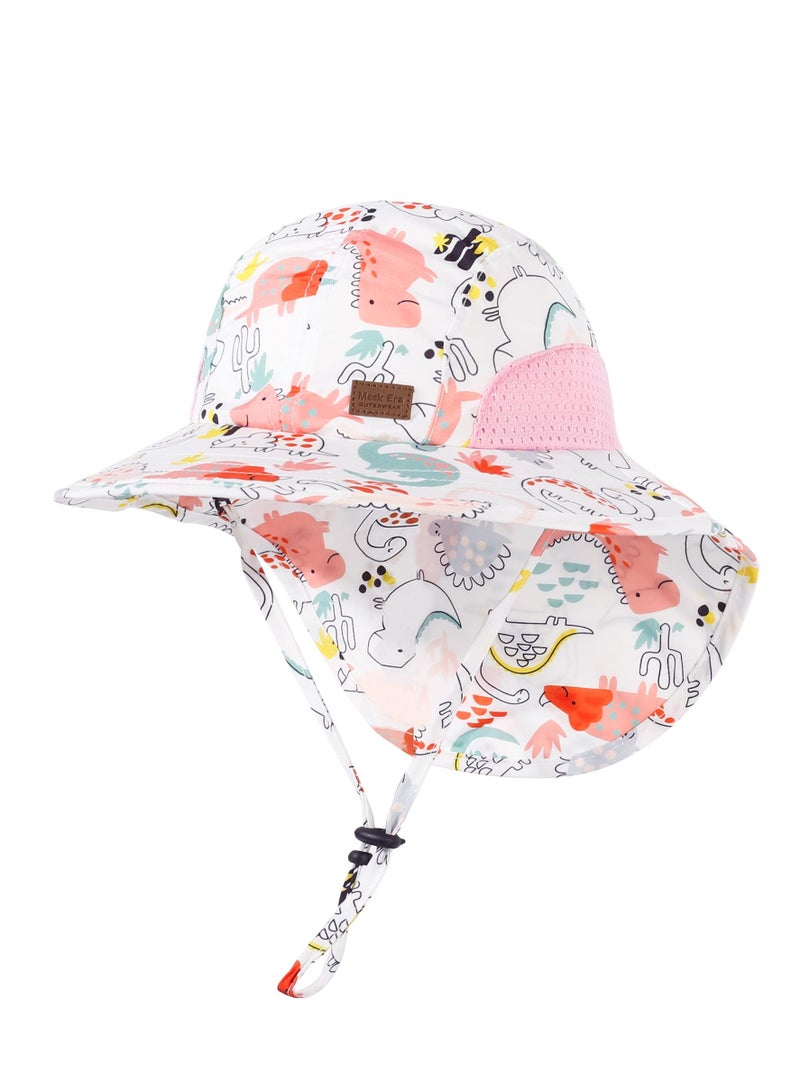 Kids Summer Sun Hat UPF 50+ Adjustable Beach Cap for Boys and Girls 2-6 Years Pink