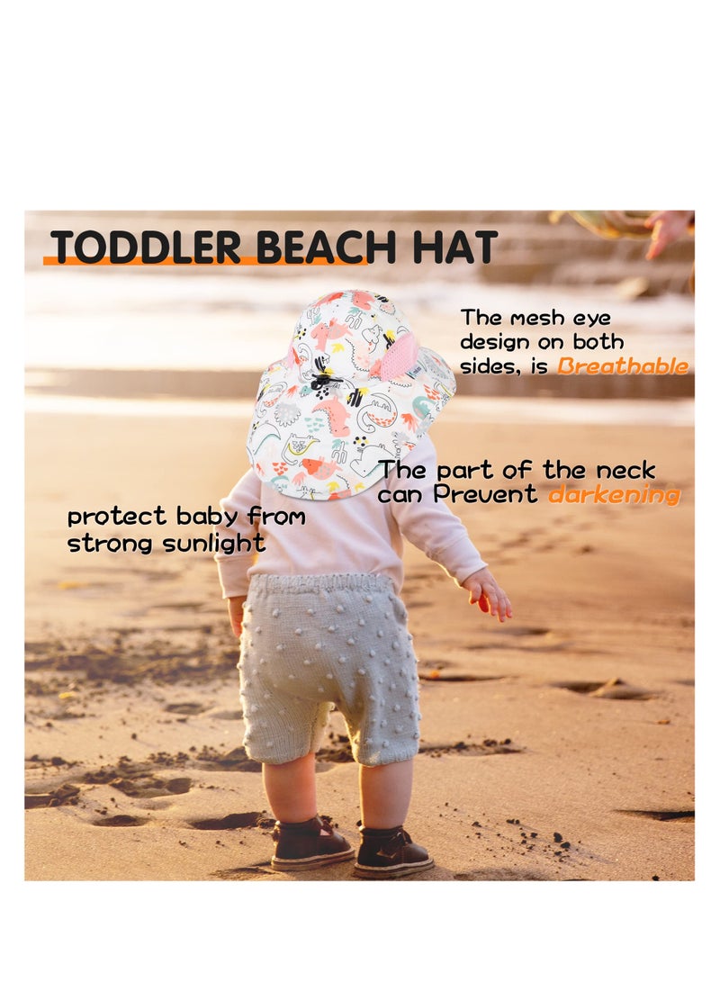 Adjustable Toddler Sun Hat UPF 50+ Summer Beach Cap for 2-6 Years Kids Comfortable and Stylish Pink Sun Protection