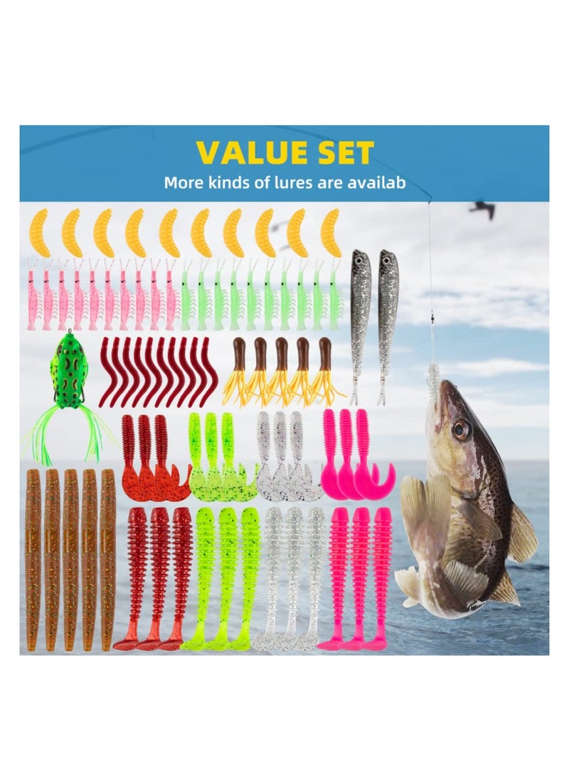 Fishing Lures Kit with 302 Pcs Tackle Box All in One Set for Bass Trout Salmon Includes Spoon Soft Worm Crankbait Jigs and Hooks