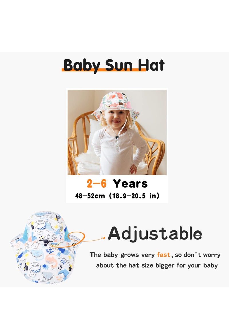 Adjustable Baby Sun Hat with UPF 50+ for Toddlers Summer Beach Cap for Kids 2-6 Years Lightweight Design (Light Blue)