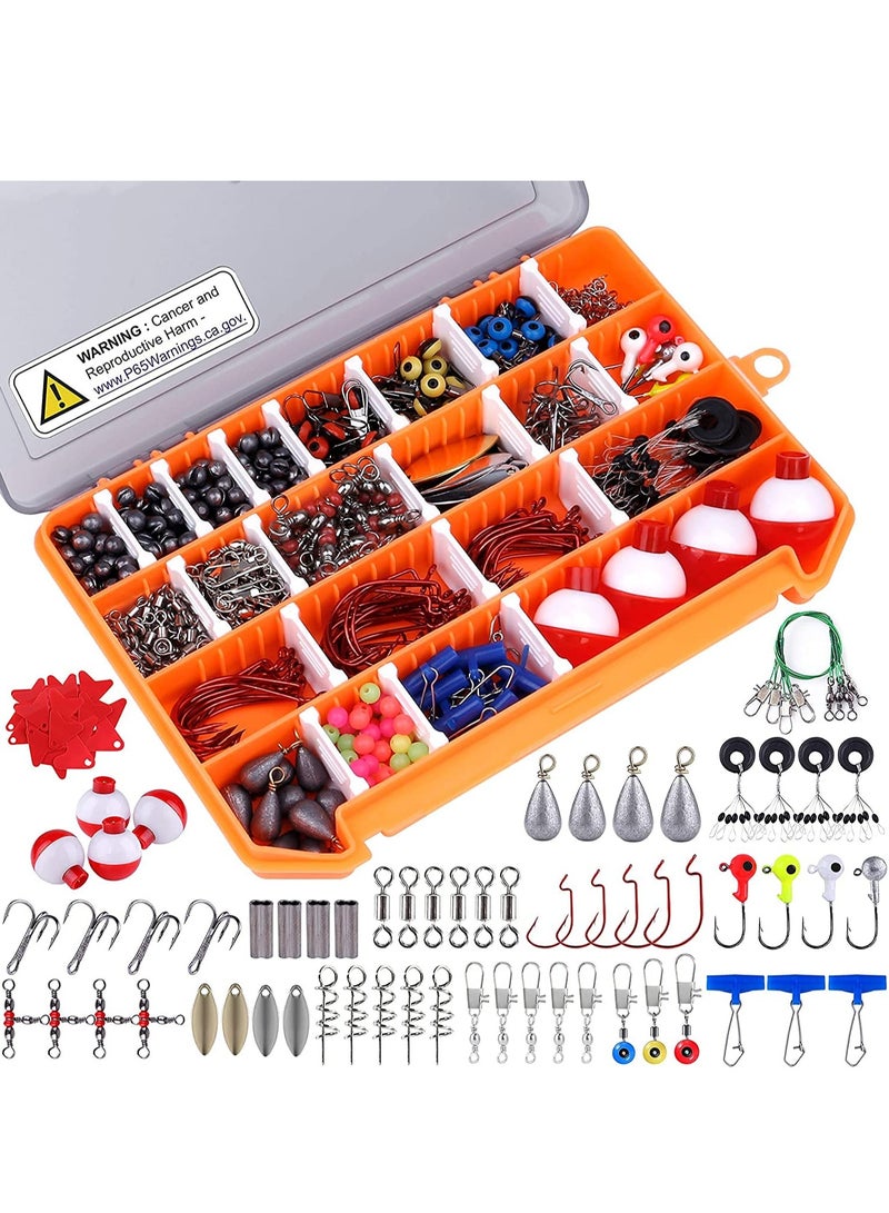 Complete Fishing Tackle Kit with Box Includes Weights Hooks Beads Swivel Float Ideal for Saltwater and Freshwater Fishing