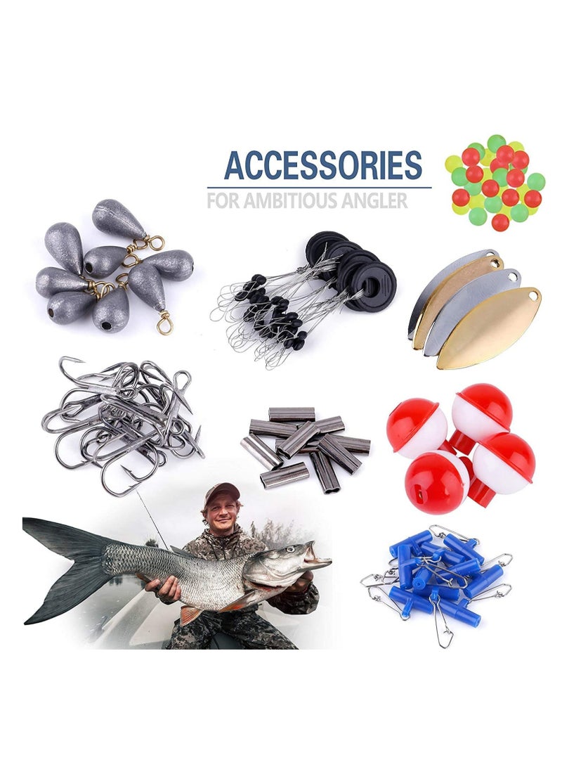 Complete Fishing Tackle Kit with Box Includes Weights Hooks Beads Swivel Float Ideal for Saltwater and Freshwater Fishing