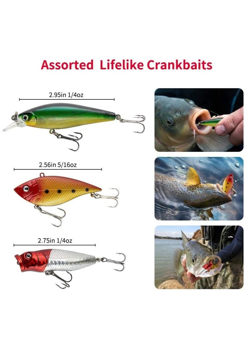 Complete Freshwater Fishing Lures Kit for Bass Trout and Salmon Includes Spoon Lures Worms Crankbait Jigs and Hooks in Tackle Box