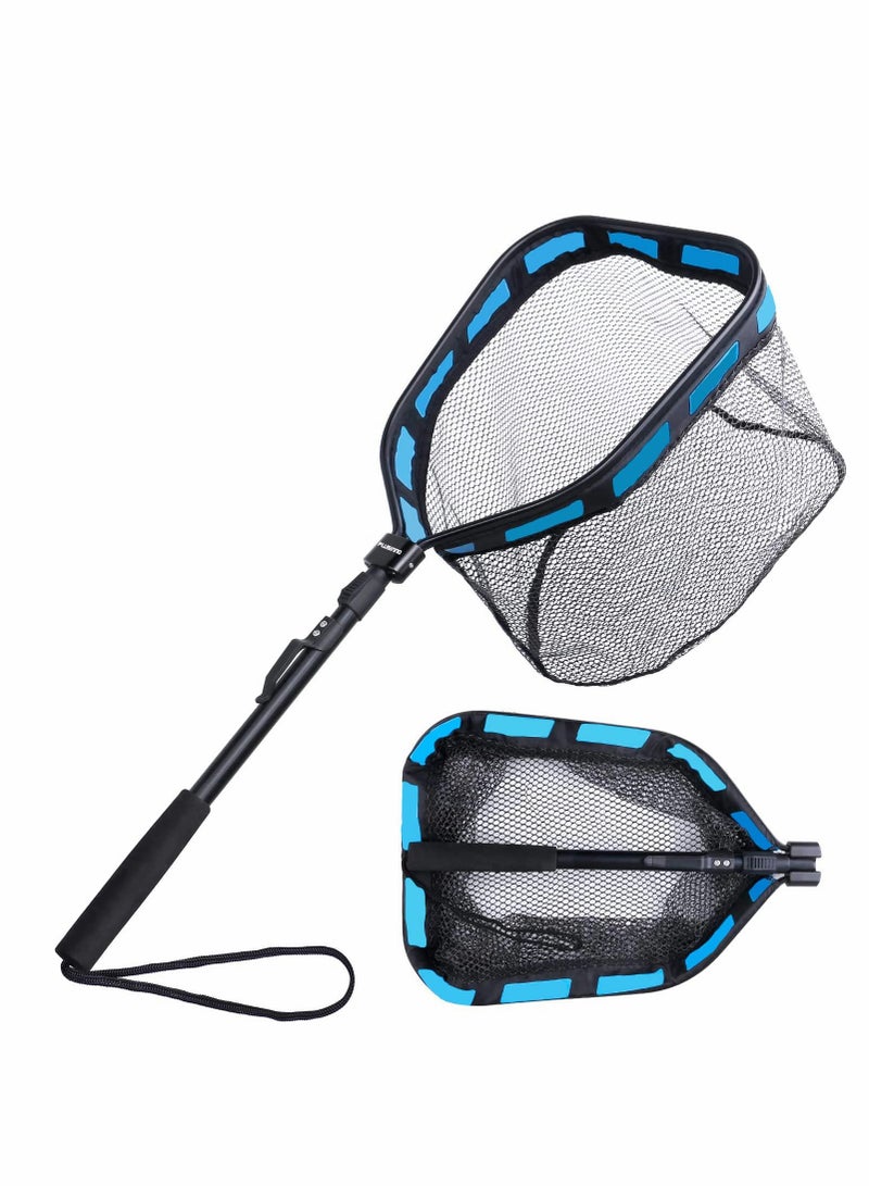 Versatile Floating Fishing Net Rubber Coated Landing Net for Easy Catch and Release Compact Foldable Design for Kayak and Boat Fishing