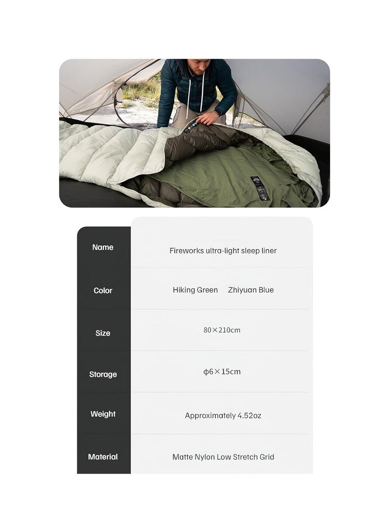 Sleeping Bag Adult Sleep Sack Travel Sleep Sack Travel Sheets Liner Ultra-Light 4.51oz Camping Sheet for Backpacking Hotel Hostels Comfy & Easy Care Full-Length with Compression Sack