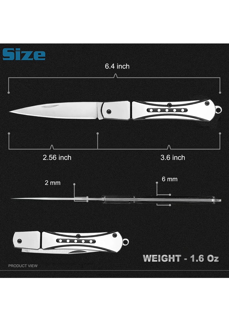 Compact EDC Folding Pocket Knife Set, 2PCS Stainless Steel Keychain Knives, 2.6