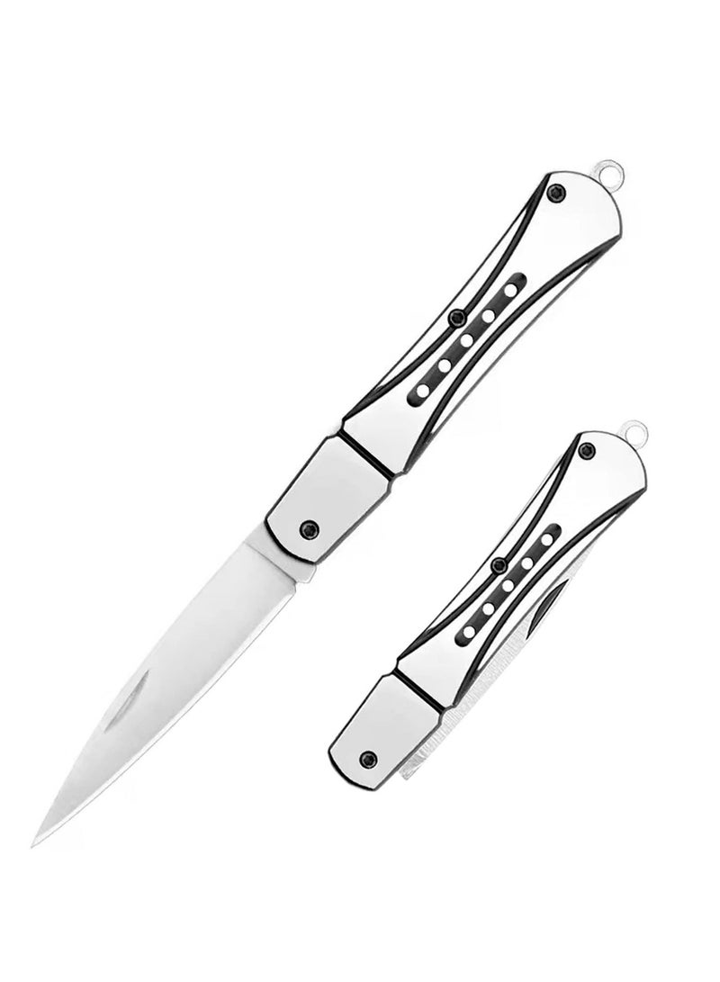 Compact EDC Folding Pocket Knife Set, 2PCS Stainless Steel Keychain Knives, 2.6