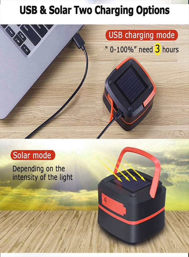 Portable Solar Camping Lantern, LED Collapsible Rechargeable USB Light, IP54 Waterproof Tent Lamp for Hiking, Garden, and Emergency Use, Ideal for Outdoor Activities and Power Outages