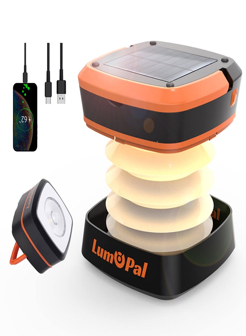 Portable Solar Camping Lantern, LED Collapsible Rechargeable USB Light, IP54 Waterproof Tent Lamp for Hiking, Garden, and Emergency Use, Ideal for Outdoor Activities and Power Outages