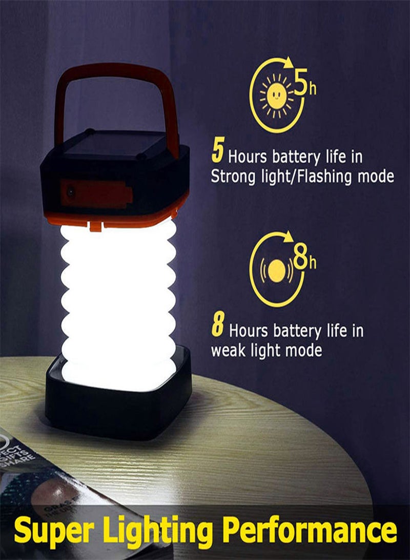 Portable Solar Camping Lantern, LED Collapsible Rechargeable USB Light, IP54 Waterproof Tent Lamp for Hiking, Garden, and Emergency Use, Ideal for Outdoor Activities and Power Outages