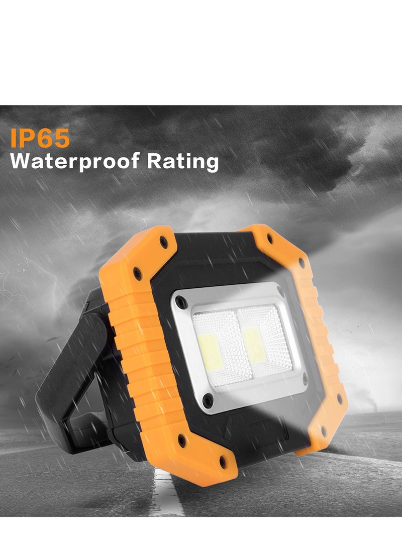 LED Work Light 2 COB 30W 1500LM Rechargeable Portable Waterproof LED Flood Lights for Outdoor Camping Hiking Emergency Car Repairing Household and Job Site Lighting