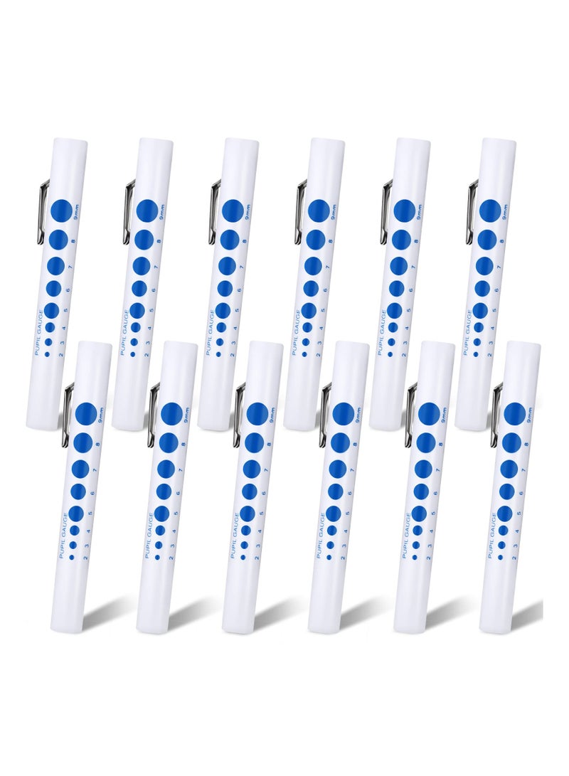 12 Pack Disposable Pen Lights for Nurses with Pupil Gauge and Ruler, Lightweight Diagnostic Tool for Students, Doctors, Home Care, and Camping - Batteries Included, Precision Lens.