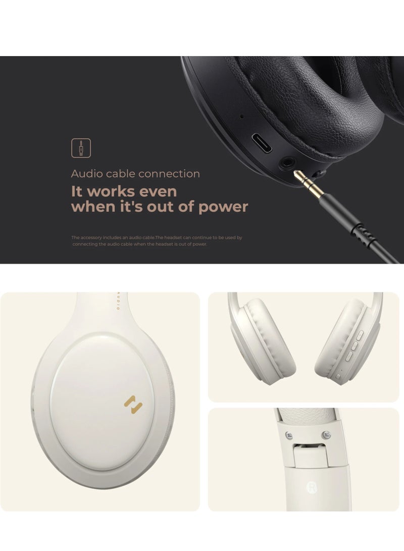 Over-Ear Wireless Headset, Bluetooth Headphone, 40mm Dynamic Drivers for Powerful Bass, Stereo Sound Quality, Foldable Design, 22-Hours Battery Life, and Aux Wired Option for Versatile Listening and Extended Audio Experience- Pink
