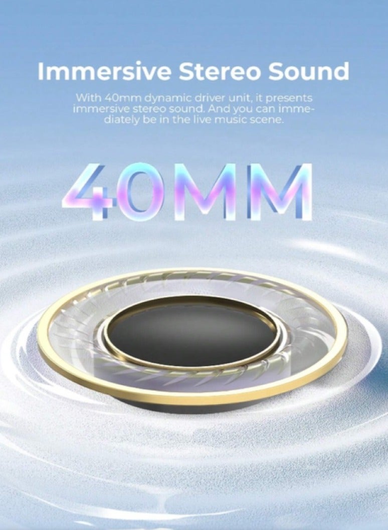 Bluetooth Over-Ear Headphones with Active Noise Cancelling, Wireless 5.3V Technology, 50H Playtime, HiFi Stereo Sound, Soft Ear Pads, Built-In Mic, Foldable Design for Easy Storage, Perfect for Phone and PC Use - Blue