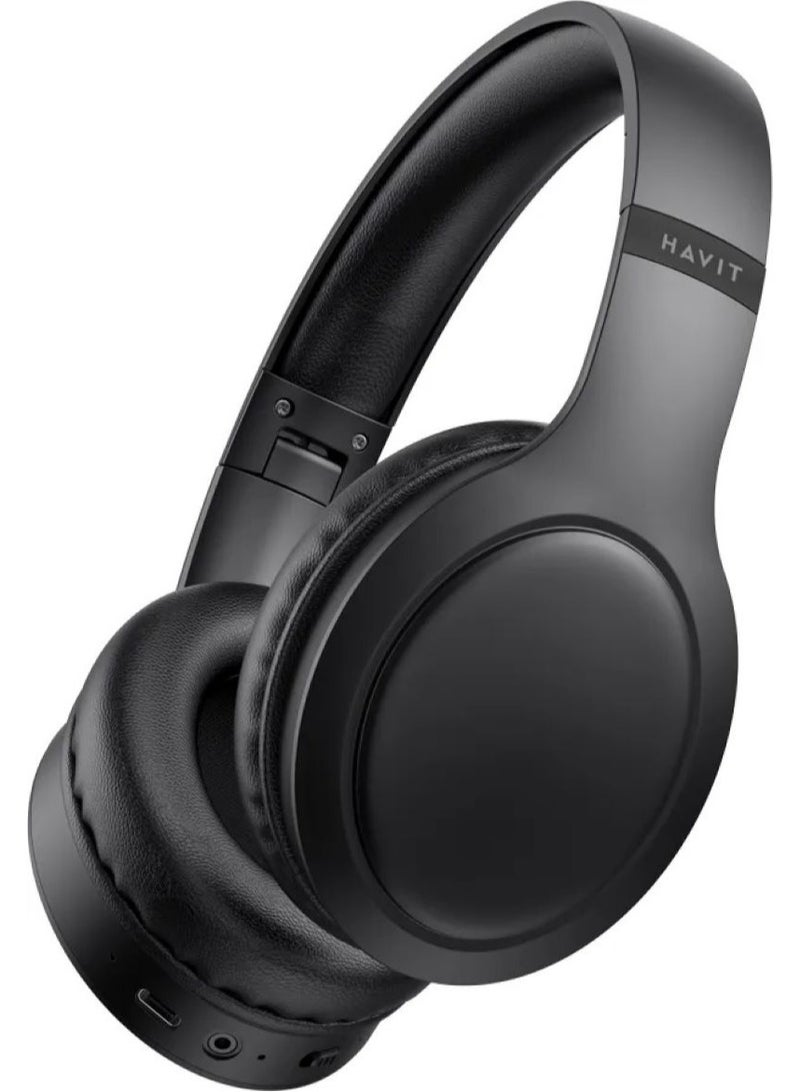 Over-Ear Wireless Headset, Bluetooth Headphone V5.3, 40mm Dynamic Drivers for Powerful Bass, Stereo Sound Quality, Foldable Design, 20-Hours Battery Life, and Aux Wired Option for Versatile Listening and Extended Audio Experience- Black