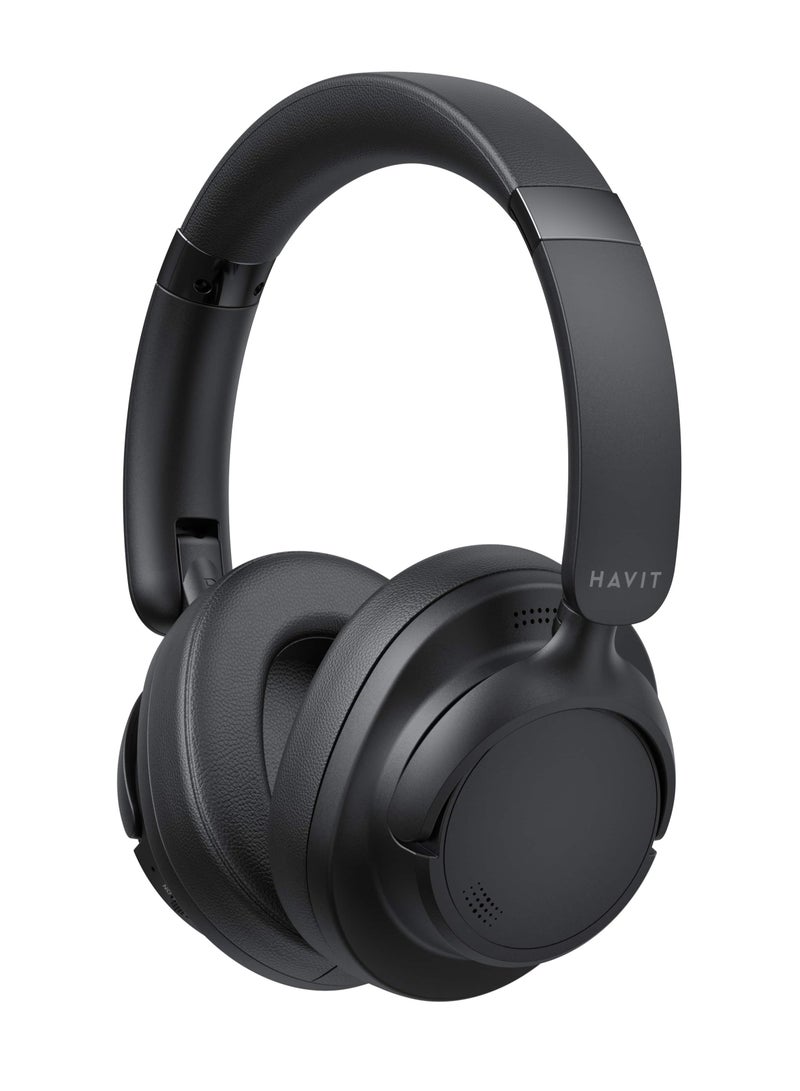 H652BT Active Noise Cancelling Bluetooth Headphones with 40mm Drivers, Foldable Design, Premium Stereo Sound, and 35 Hours Playback Time Compatible with Android and iOS Devices, Including Smartphones, Tablets, and Computers- Black