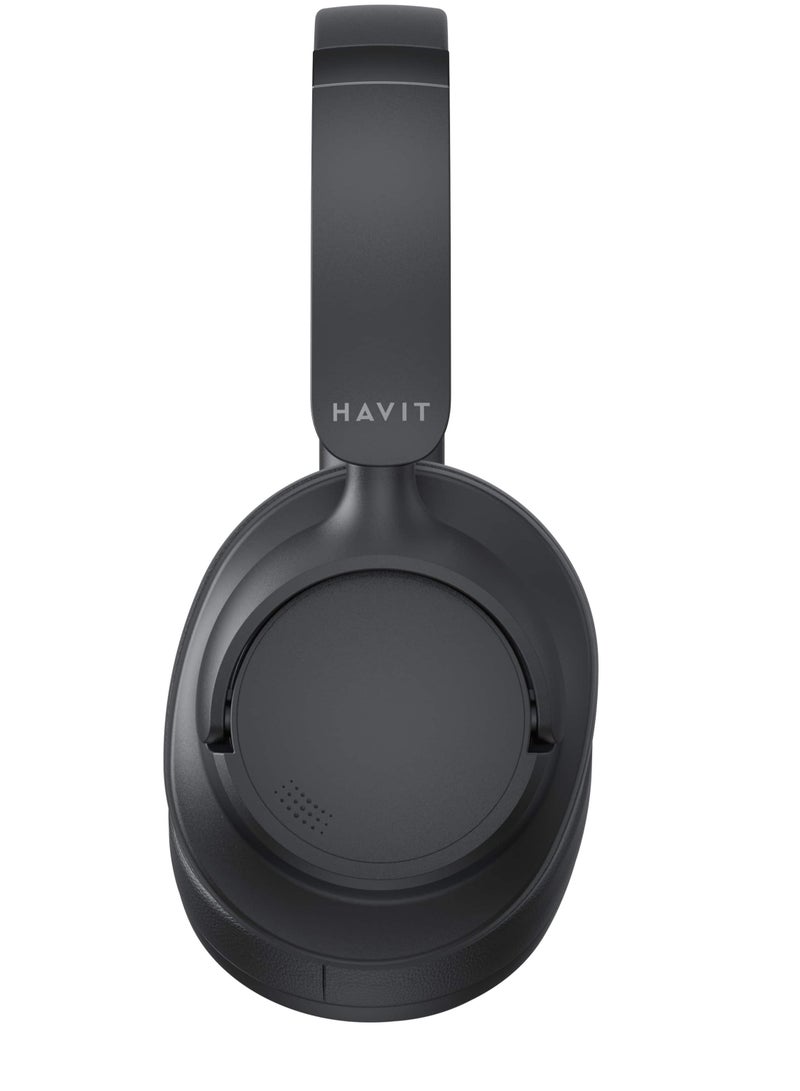 H652BT Active Noise Cancelling Bluetooth Headphones with 40mm Drivers, Foldable Design, Premium Stereo Sound, and 35 Hours Playback Time Compatible with Android and iOS Devices, Including Smartphones, Tablets, and Computers- Black