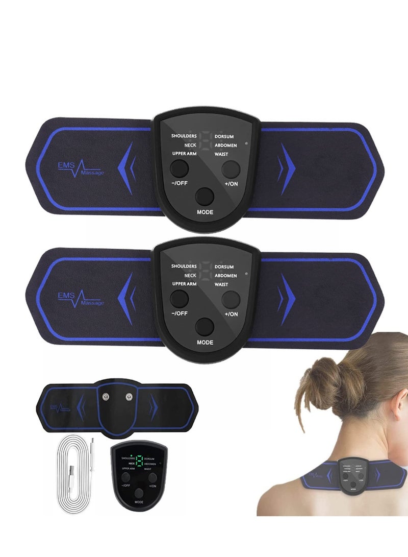 2 Pcs EMS Lymphatic Drainage Massage Pads, Adjustable Bioelectric Acupoint Massager Mat with 9 Modes, Portable Mini Massage Patches for Arms, Neck, Shoulders, Back, Waist, and Legs - Perfect Gift!