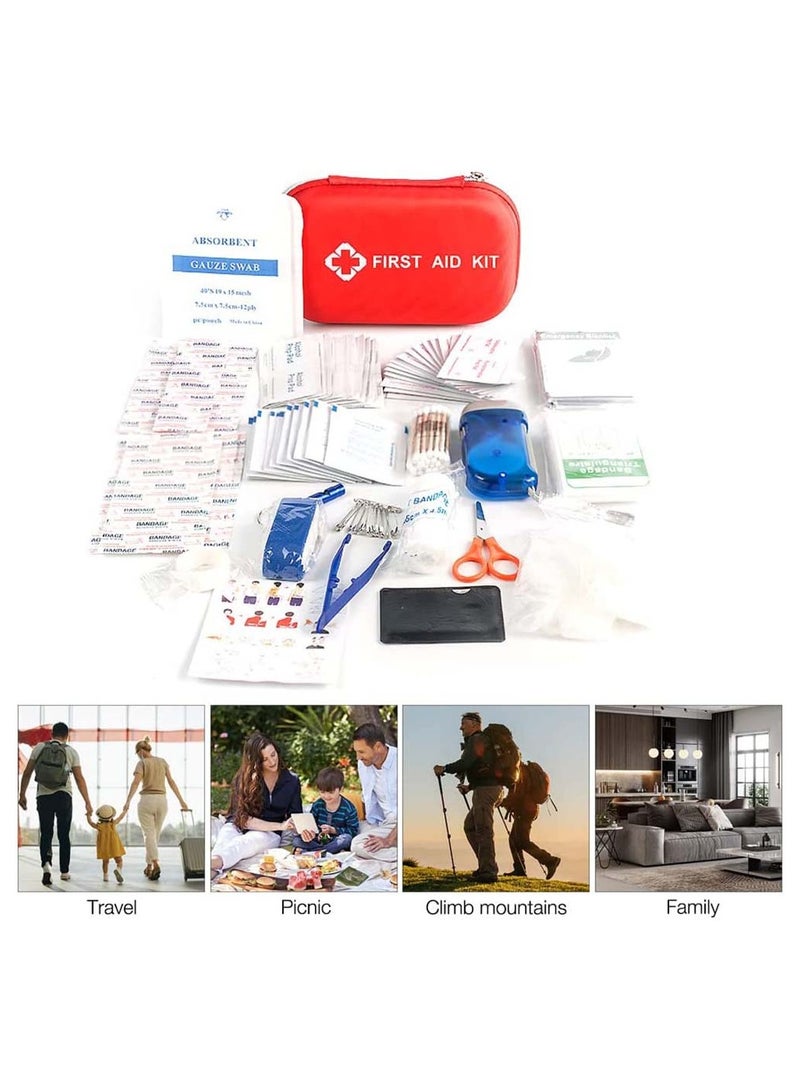 First Aid Kit Medicine Rescue Bag Medical Kit Survival Emergency Bag Compact First Aid Kit Small Medical Emergency Survival Kit with Storage Bag for Home Boat Travel Family Car Office 177Pcs